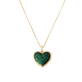 COLAR COM PINGENTE DE CORAÇÃO CRAVEJADO COM ZIRCONIA BANHADO A OURO 18K