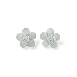 Brinco Flor de Madrepérola com Pontos de Zircônia Banhado a Prata 925