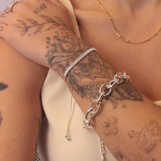 PULSEIRA ELOS GRANDES BANHADA A PRATA 925