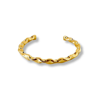 bracelete organico tubo trabalhado banhado a ouro 18k