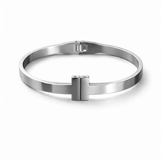 Bracelete T unissex em aço inox da UNA , design sofisticado e minimalista para uso no dia a dia