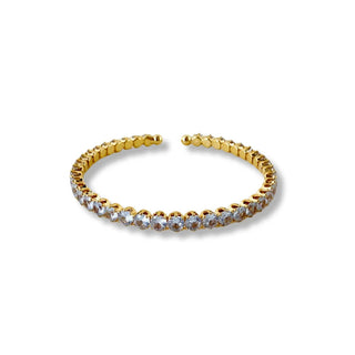 braceleteriviera rígido zirconia 4mm banhado a ouro 18k