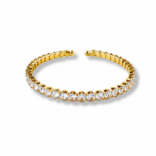 bracelete riviera rígido zirconia 4mm banhado a ouro 18k