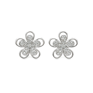 Brinco flor cravejada de zircônias banhado a prata 925, semijoia delicada, hipoalergênica e elegante para o dia a dia.