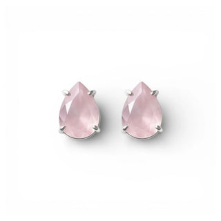 Brinco feminino com pingente gota rosa banhado a prata 925 da UNA Semijoias e Aço, em fundo branco, com design sofisticado e acabamento delicado.