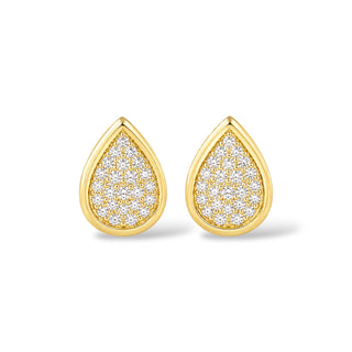 rinco gota pequeno cravejado banhado a ouro 18k da UNA em fundo branco, com zircônias brilhantes e design sofisticado.