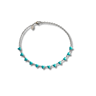 Choker coração esmaltado turquesa aço 316L, design delicado, moderno e acabamento premium UNA Semijoias.