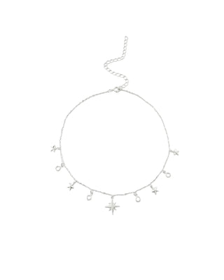Choker Estrelas e Zircônia Banhado Prata 925