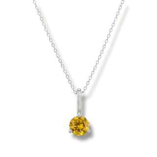 Colar Sign ponto de luz Citrino banhado a prata 925 da UNA em fundo branco, com amarelo luminoso