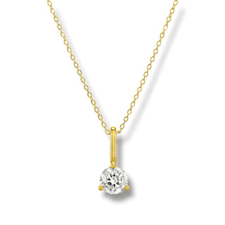 Colar Sign ponto de luz Cristal Quartz banhado a ouro 18K da UNA em fundo branco, com pedra clara brilhante