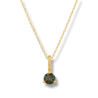 Colar Sign ponto de luz Quartzo Fumê banhado a ouro 18K da UNA em fundo branco, com pedra neutra elegante
