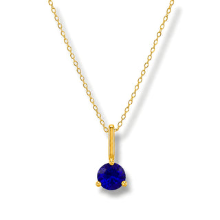 Colar Sign ponto de luz Safira Azul banhado a ouro 18K da UNA em fundo branco, com azul royal intenso