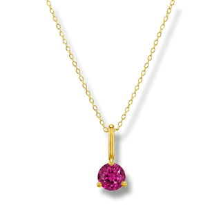 Colar Sign 2 pingentes e ponto de luz Turmalina Rosa banhado a ouro 18K da UNA