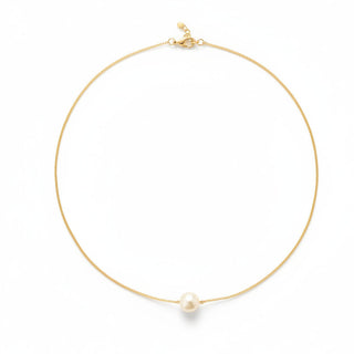 Colar veneziana com pérola banhado a ouro 18k e ródio, design clássico e acabamento de luxo UNA Semijoias.