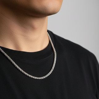 CORRENTE DE AÇO MASCULINO ELO TRANÇADO