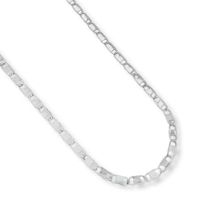 Corrente masculina de aço com elo oval e barra central da UNA em fundo neutro