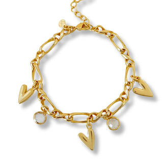 pulseira coração esticadinho corrente fígaro banhado a ouro 18k