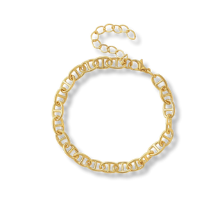 Pulseira elo gucci banhada a ouro 18k e ródio, design elegante e acabamento premium UNA Semijoias.
