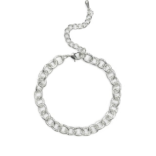 PULSEIRA ELOS TEXTURIZADOS BANHADO A PRATA 925